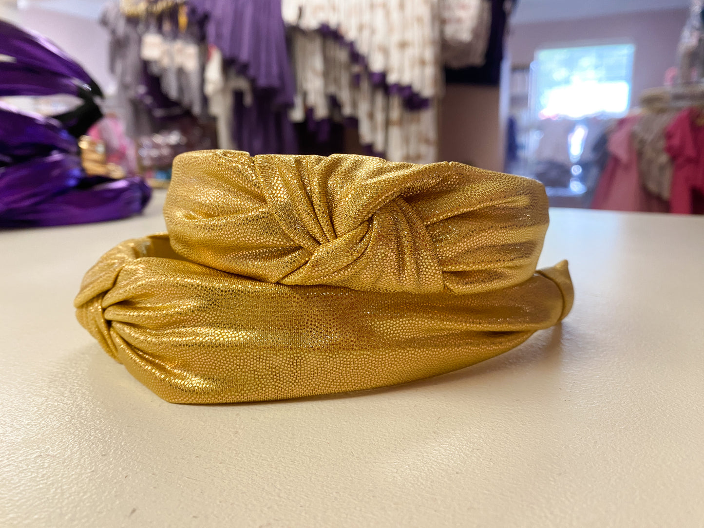 Top Knot Headband in Gold Shimmer