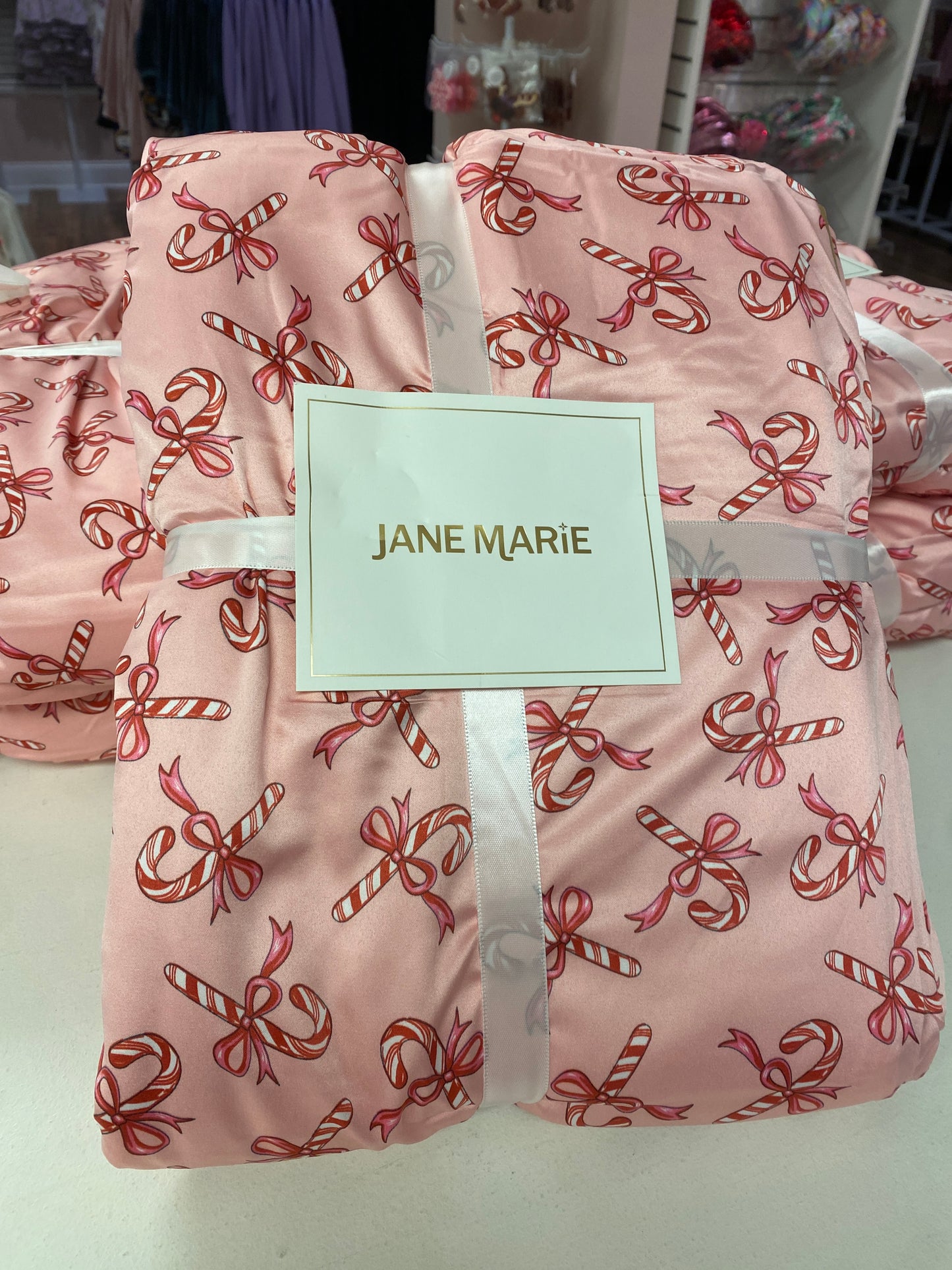 Christmas Candy Satin Ruffle Blanket