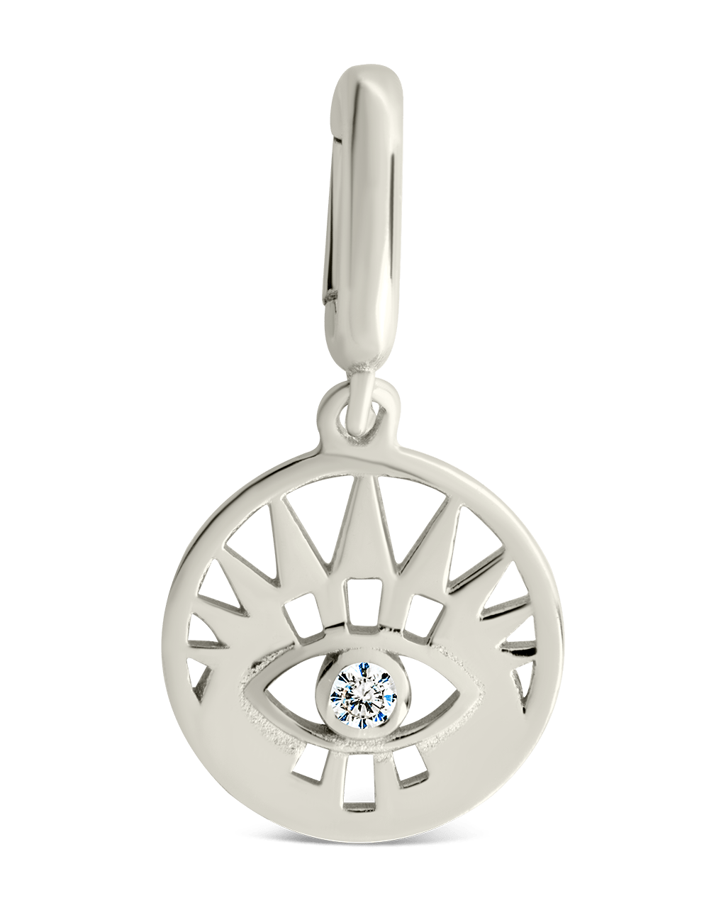 Sterling Silver CZ Evil Eye Disc Charm