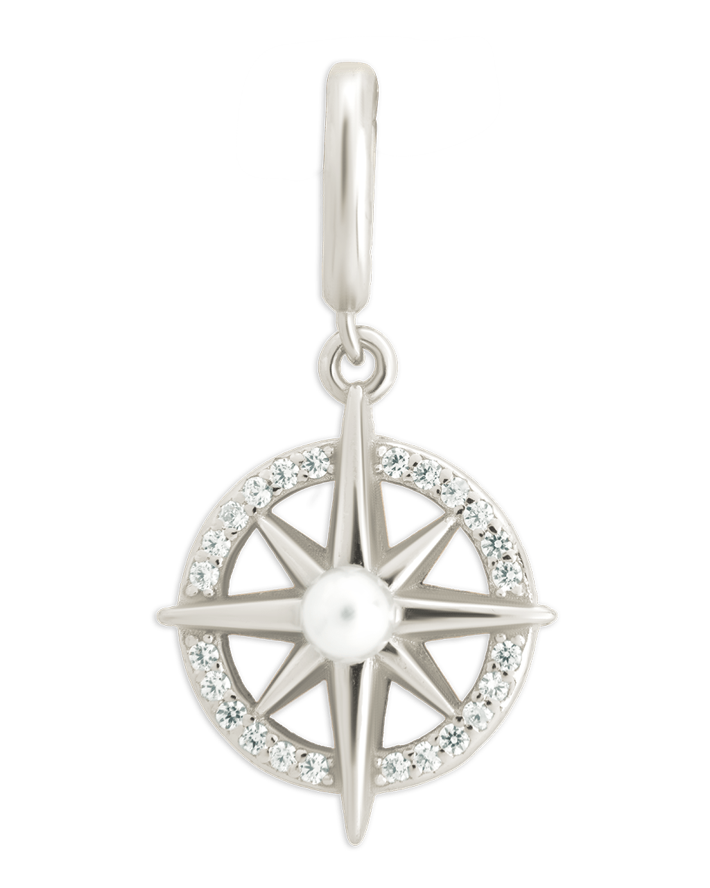 Sterling Silver CZ & Pearl Compass
