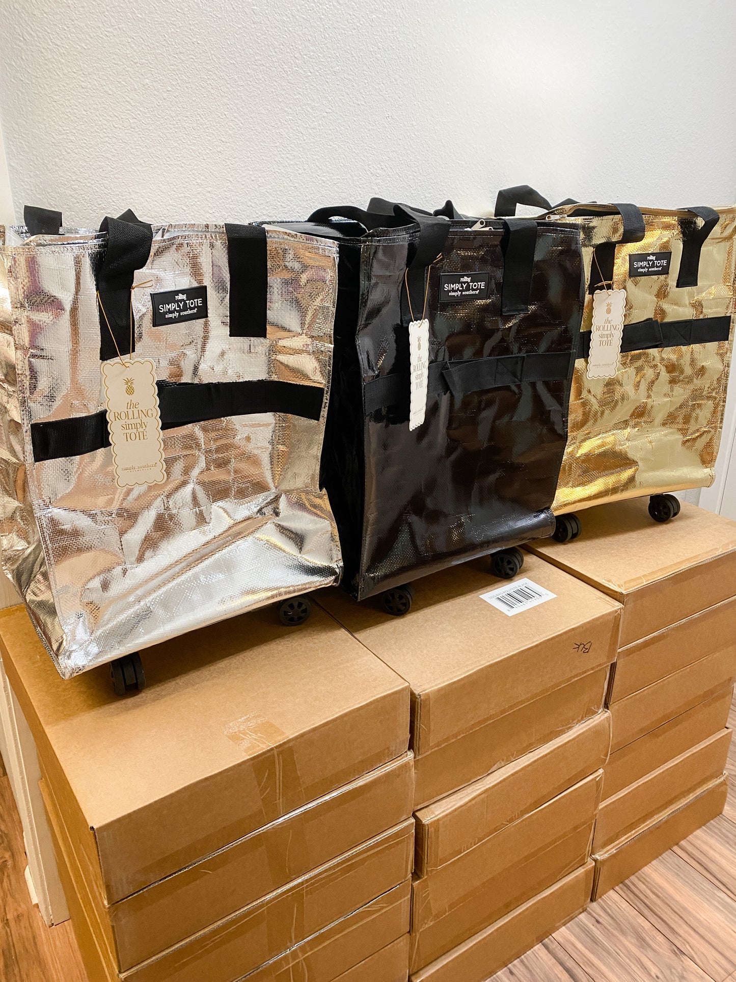 Simply Southern Rolling Tote Bag – Metallic Gold, Silver, or Black