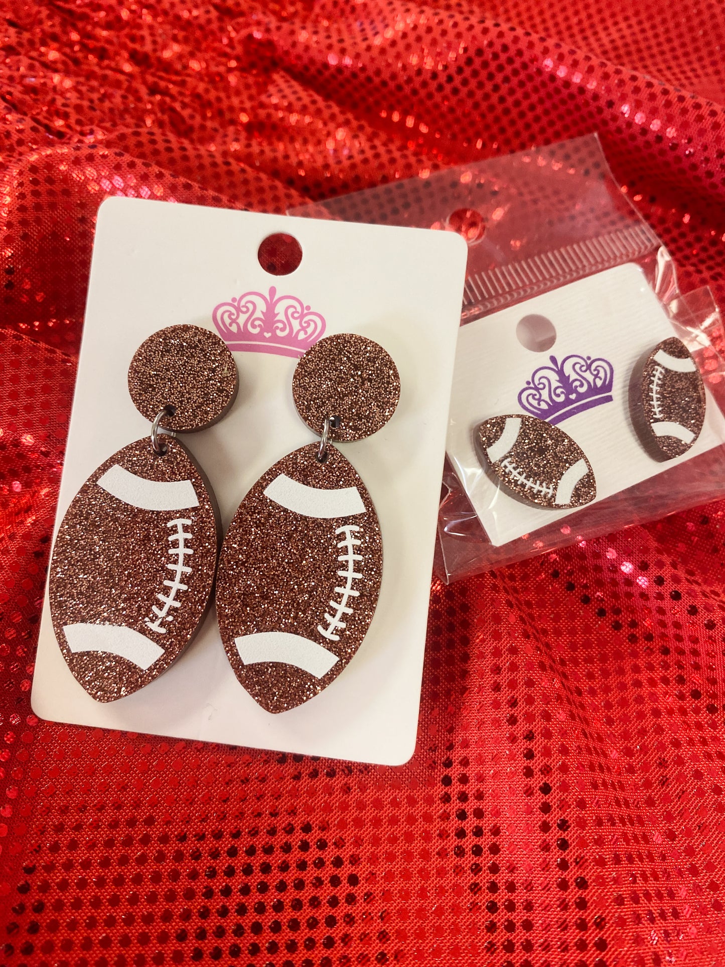 Glitter Football Earrings