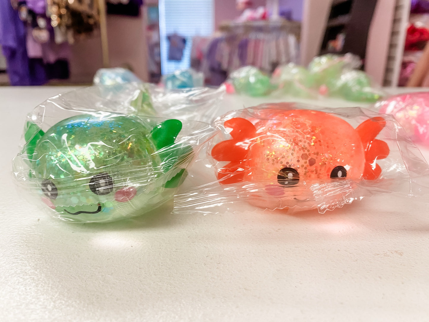 Glitter Crystal Axolotl Squishy Toy | Slow Rise Sensory Fidget | Stress Relief Squeeze Toy for Kids & Adults | The Prissy Pelican Boutique | Bossier City, LA