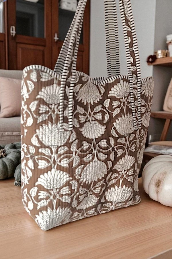 SC - ETA 9/3 - Maple Blossom Brown Scalloped Tote Bag