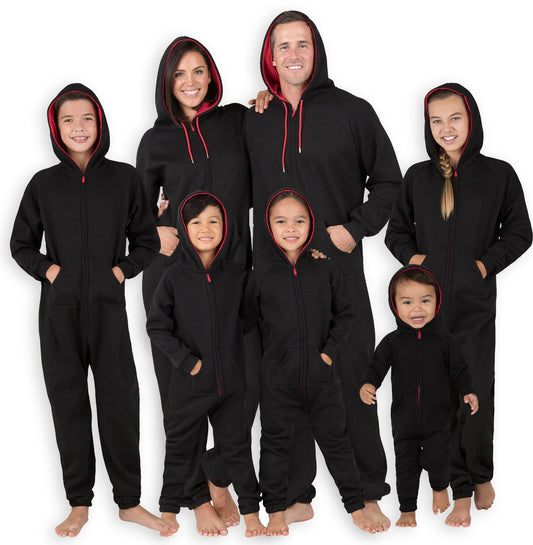 Family Matching Black & Red Hoodie Onepiece Onesie