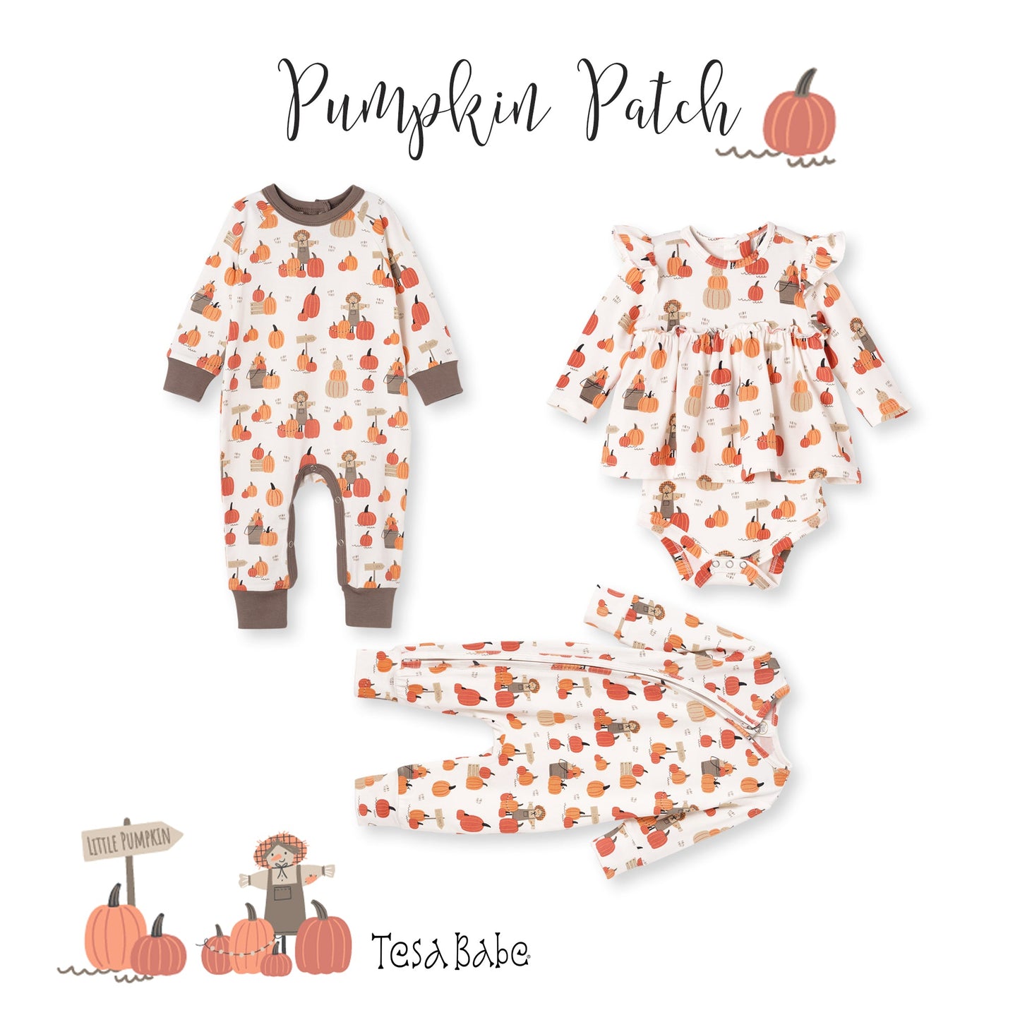 Pumpkin Patch Skirted Bodysuit – Bamboo Fall Baby Outfit