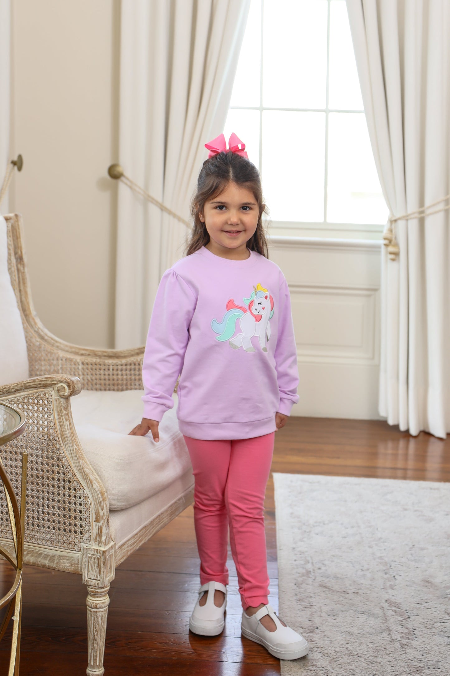 Lavender Unicorn Girls French Terry Pullover