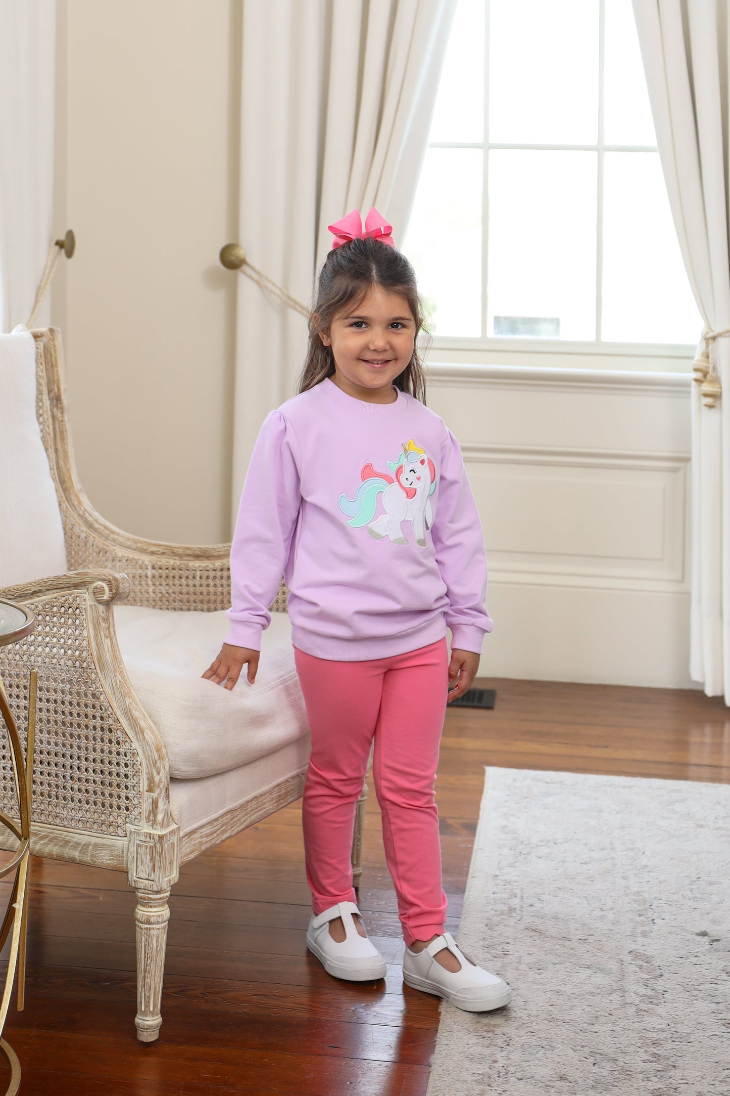 Lavender Unicorn Girls French Terry Pullover