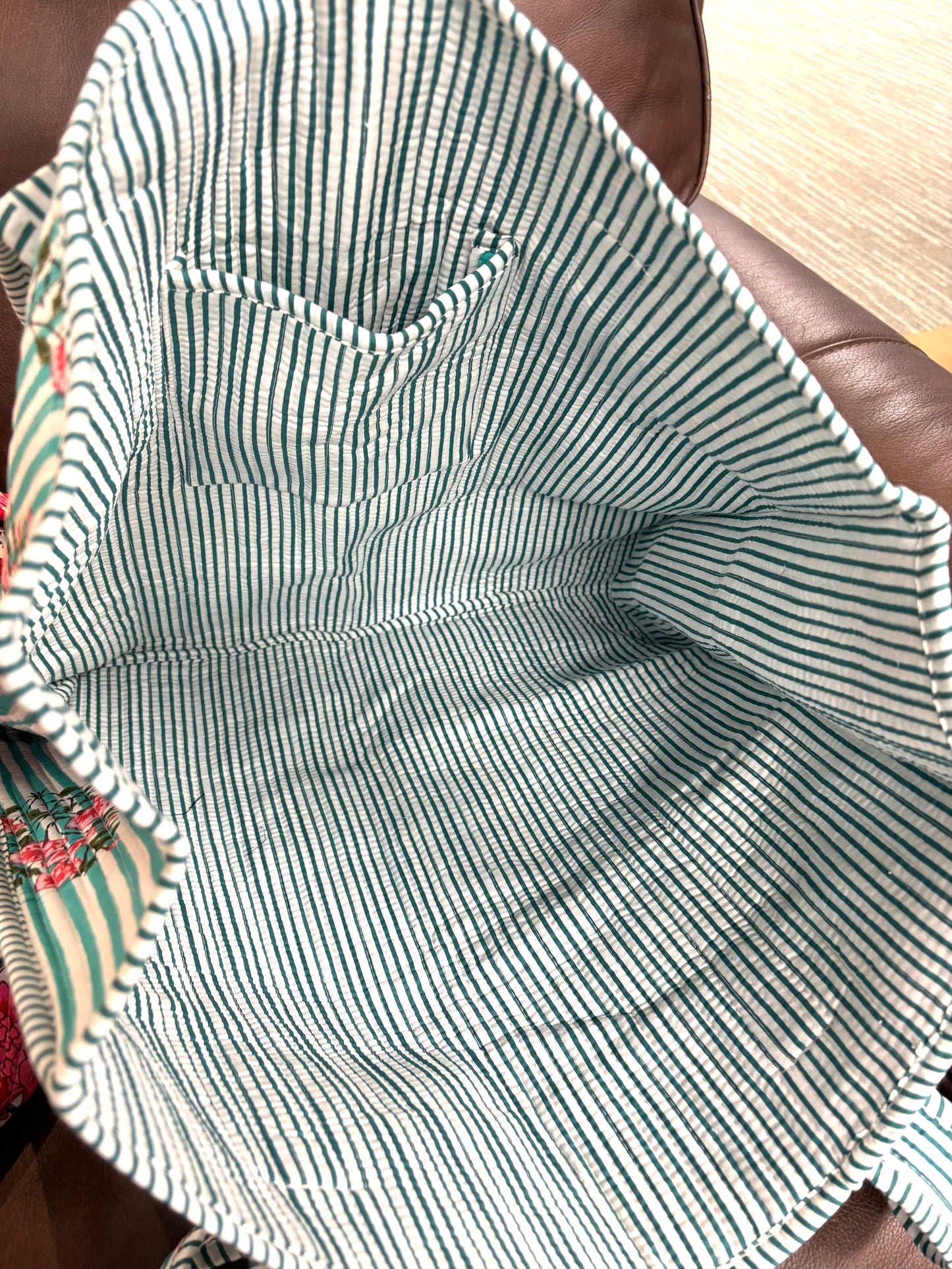 SC - Cottage Garden Blue Striped Tote Bag