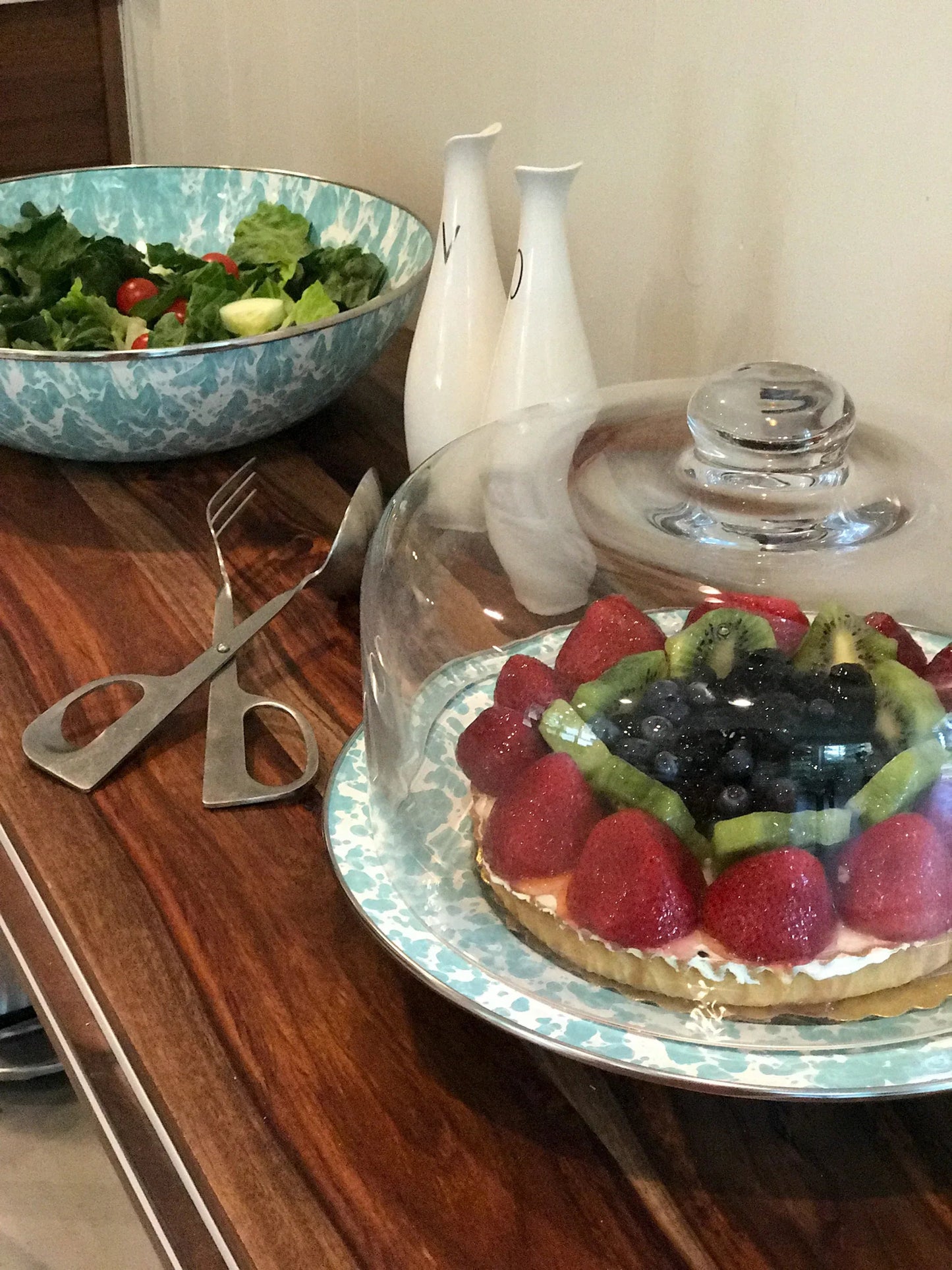 Sea Glass Swirl Cake Plate