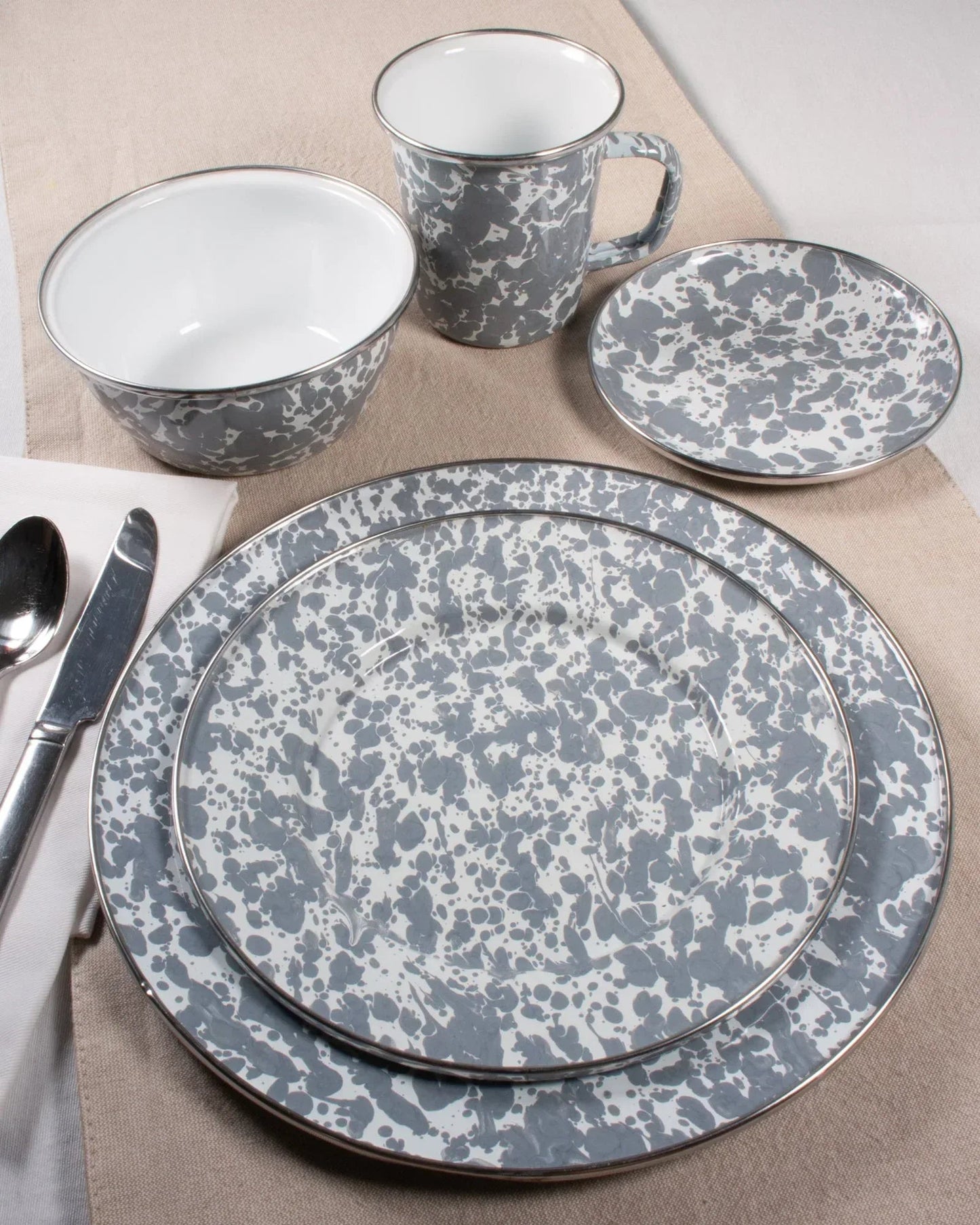 Grey Swirl Dinner Plates - Set of 4
