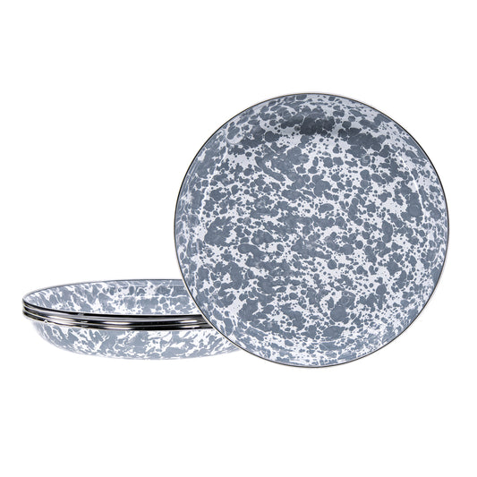 Grey Swirl Pasta Plates - Set of 4