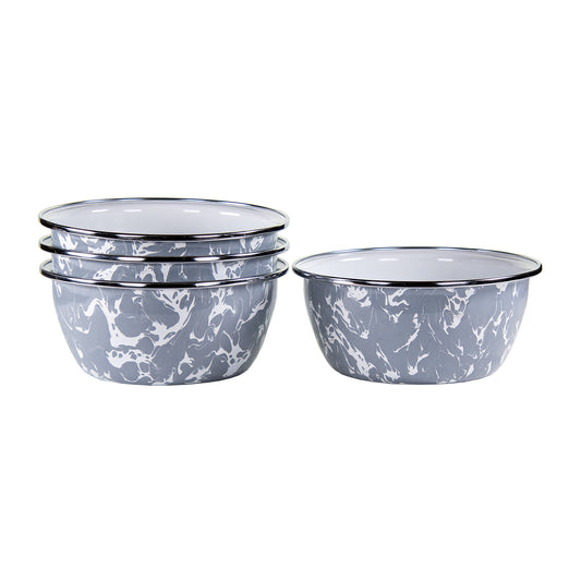 Grey Swirl Salad Bowls - Set of 4, Grey