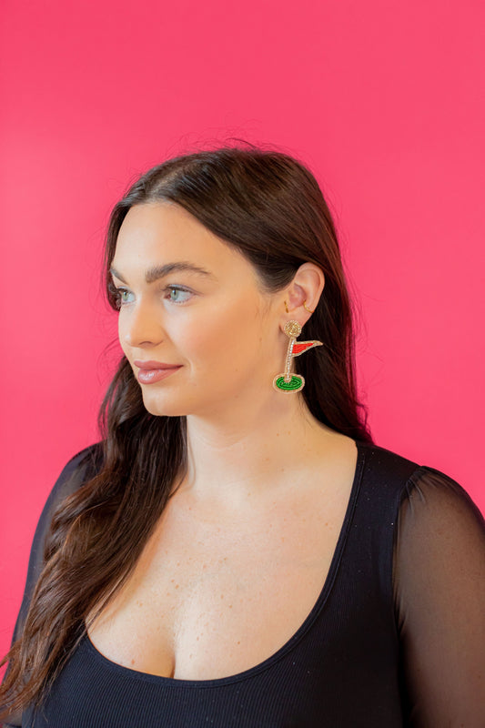 Golf Tee Earrings - Red Flag