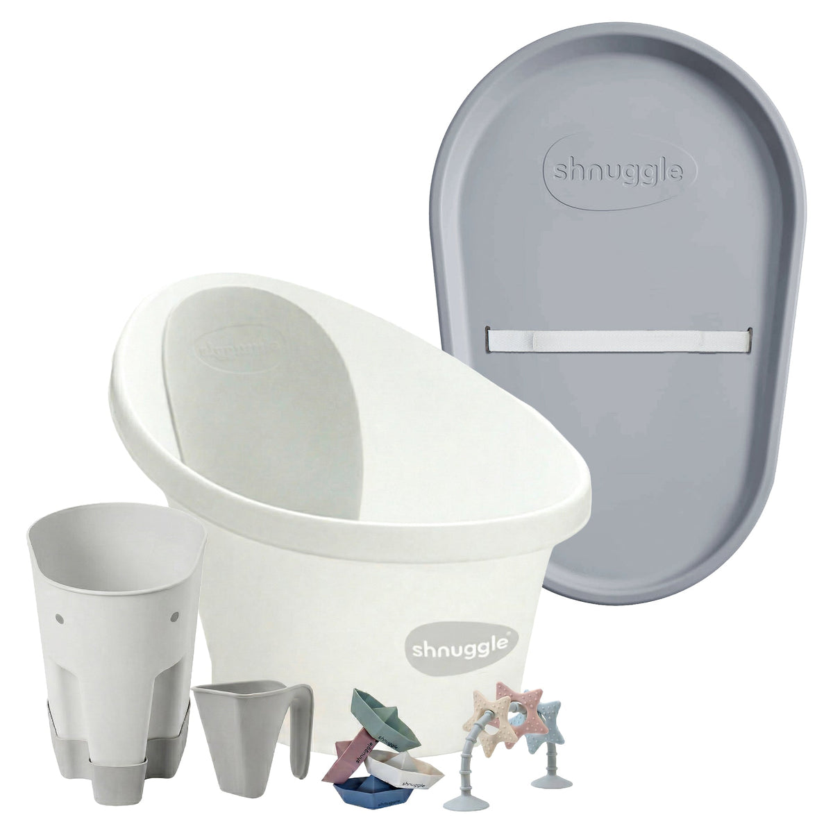 Shnuggle Bath & Change Bundle: Baby Bath & Changing Bundle + Accessories - 6-Piece Set for Cozy Bath & Diaper Time