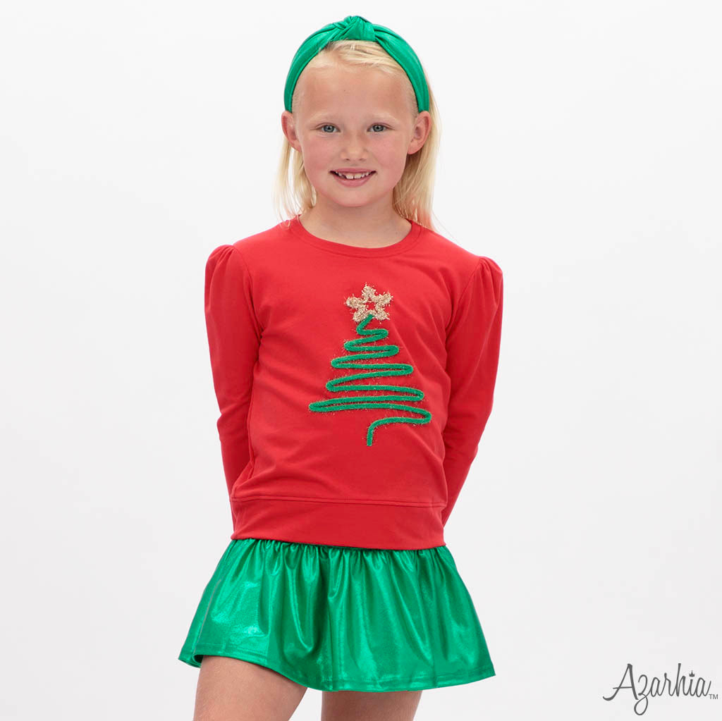 Green Shimmer Gathered Skort