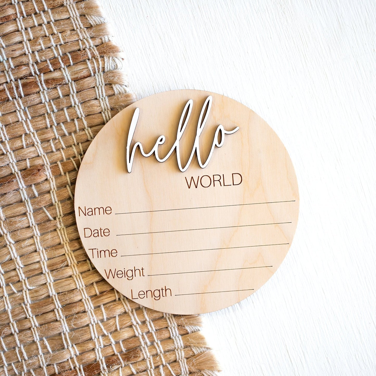 Baby Name Announcement Sign Hello World