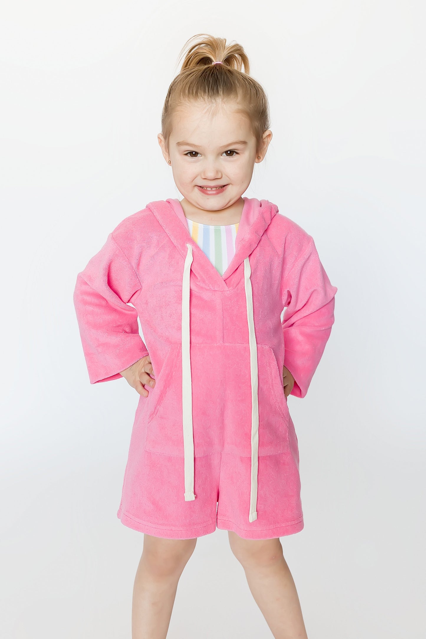 Hot Pink Terry Cloth Kid Romper