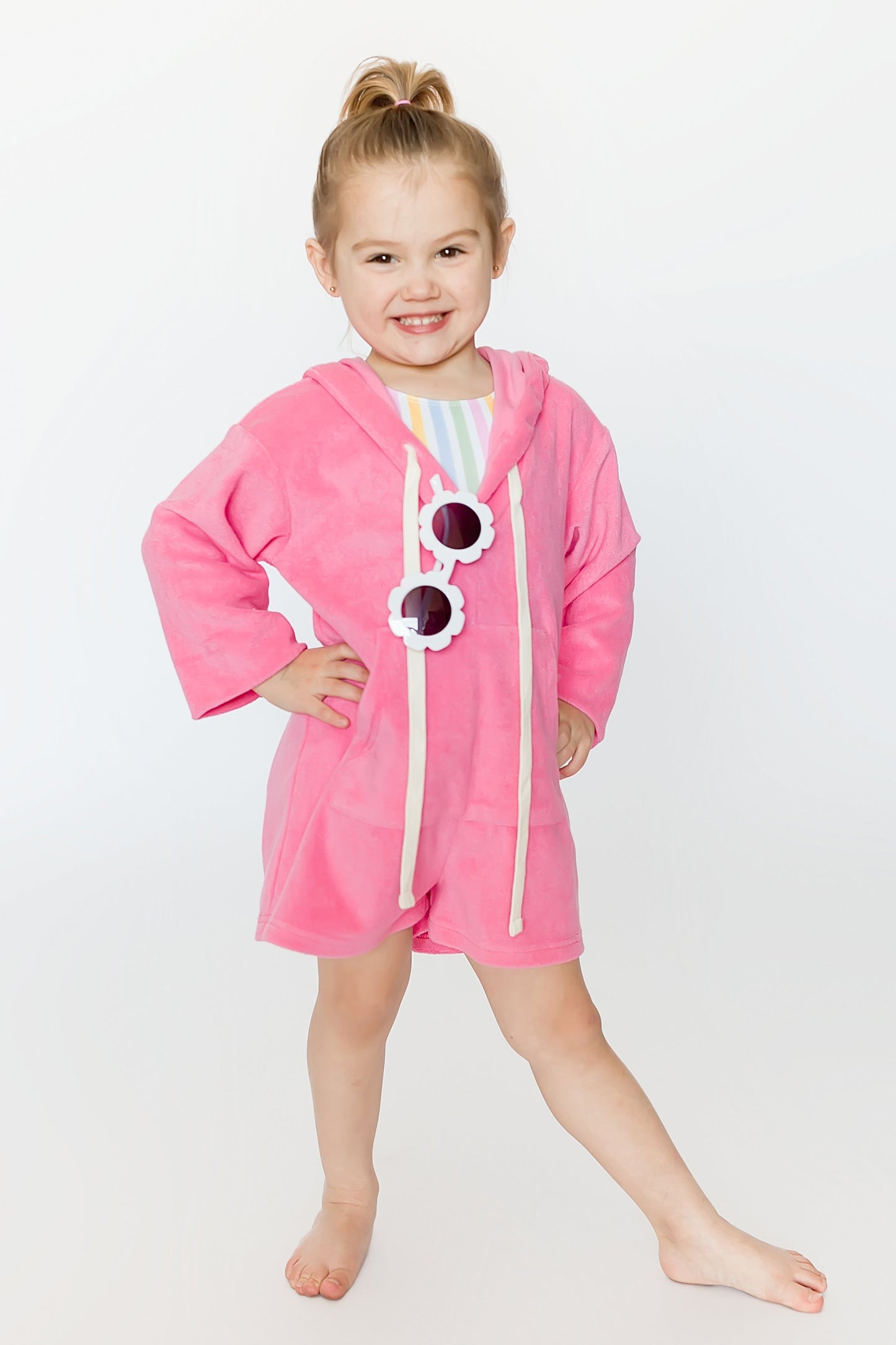 Hot Pink Terry Cloth Kid Romper