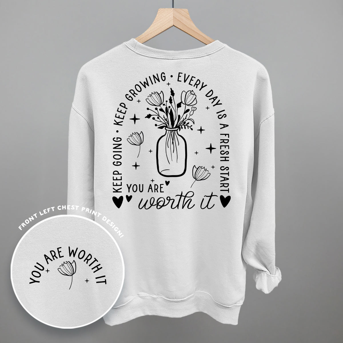 You Are Worth It Black Floral (Back Print)