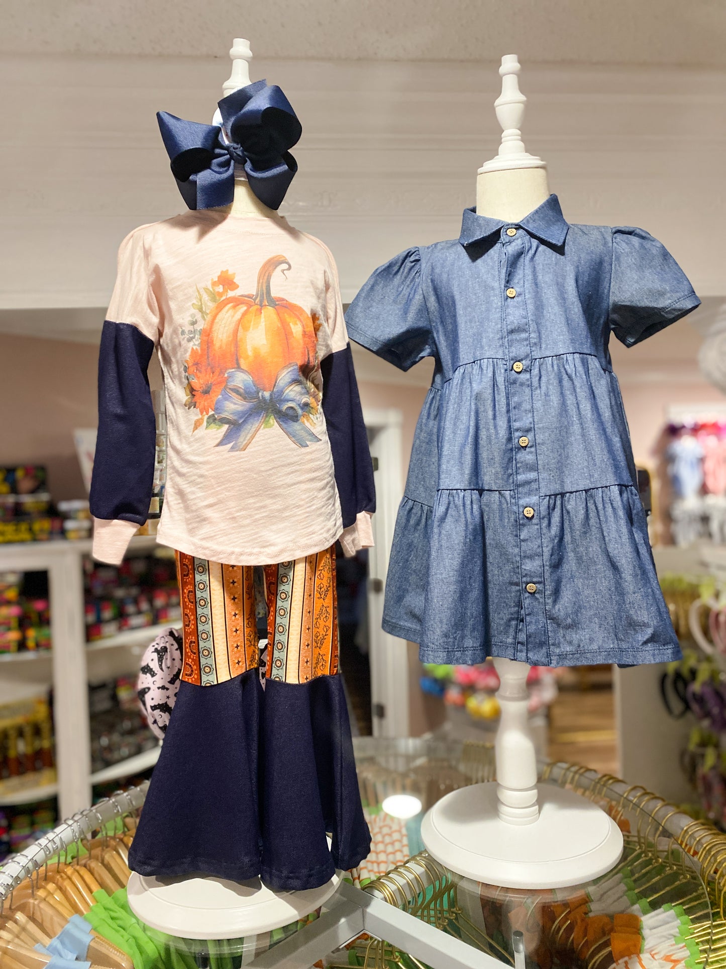 Denim Layered Dress – Girls Tiered Button-Up Dress