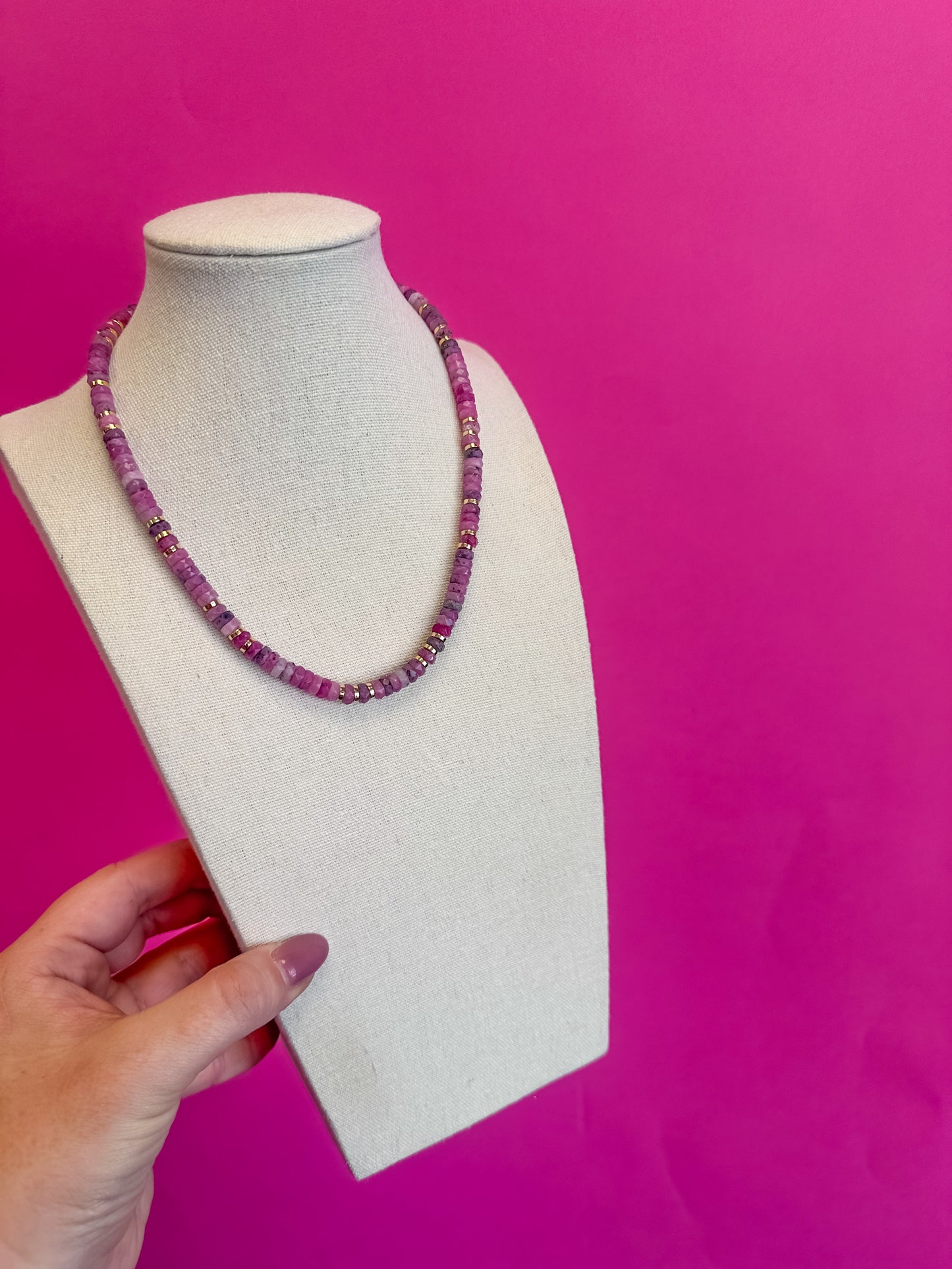 Small Bead Layering Necklace - Purple