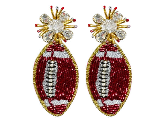 Football Burst - Red and White w/ Rhinestone Burst