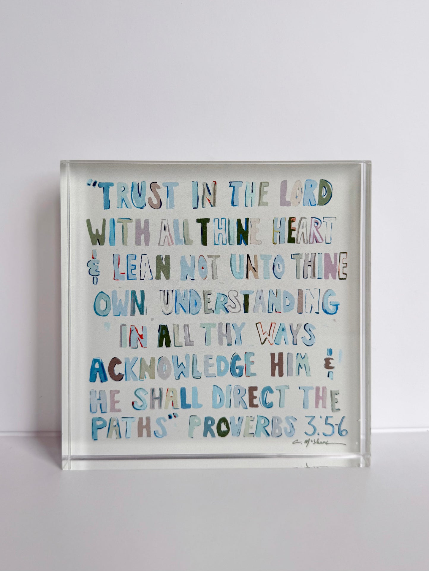 Proverbs 3:5-6 Neutral Acrylic Tabletop Art