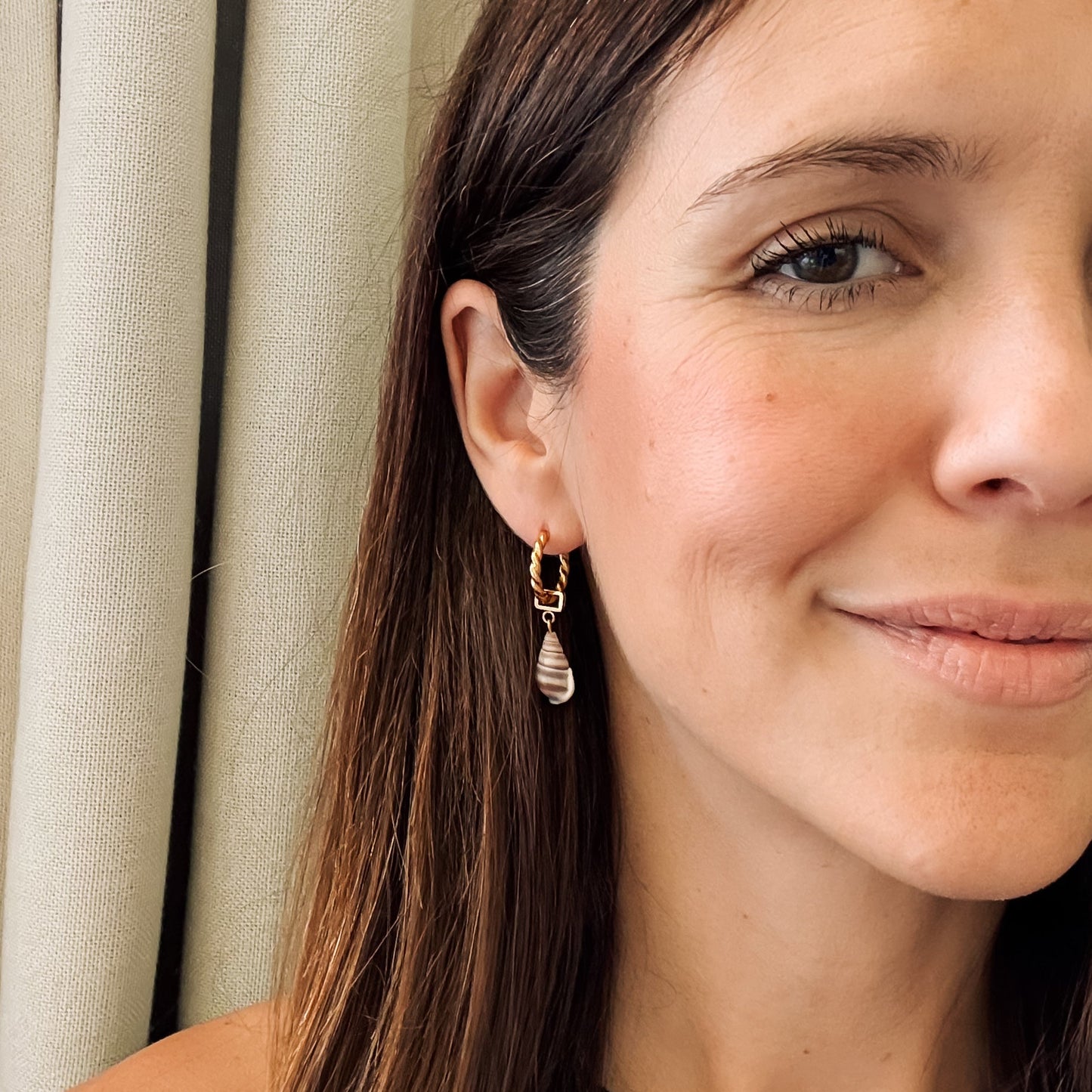 Spiral Shell Chunky Huggie Hoop Charms