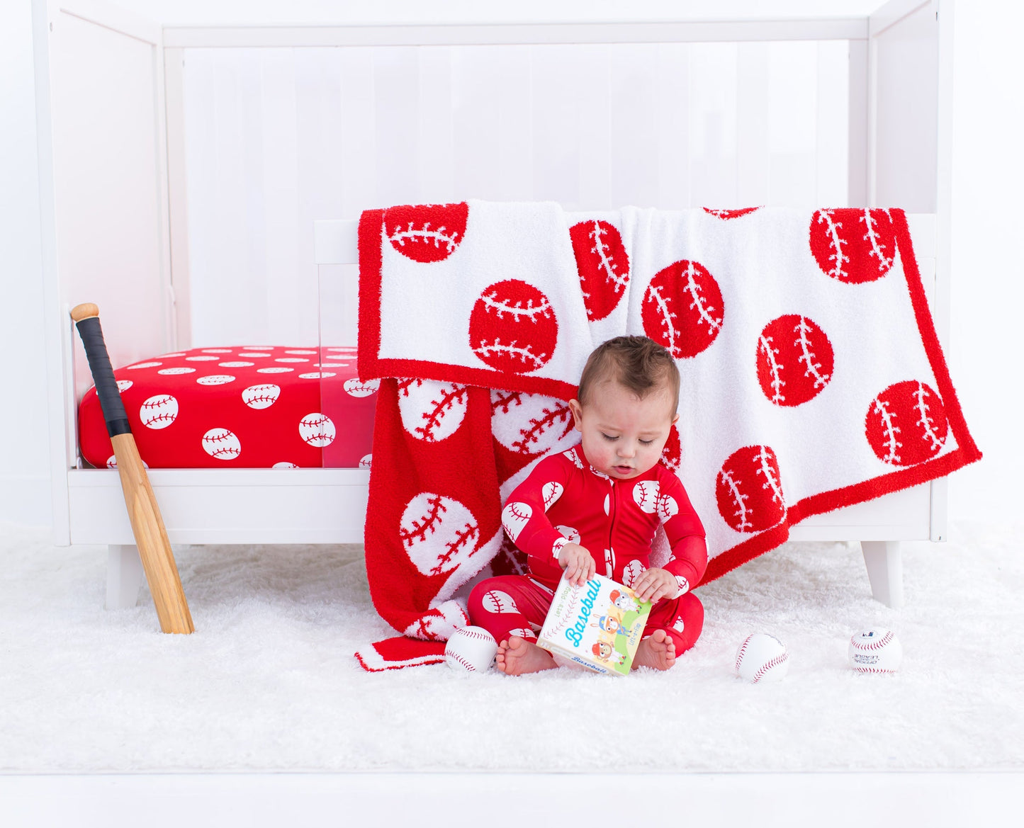 Baseball Plush Blanket- RED/TODDLER