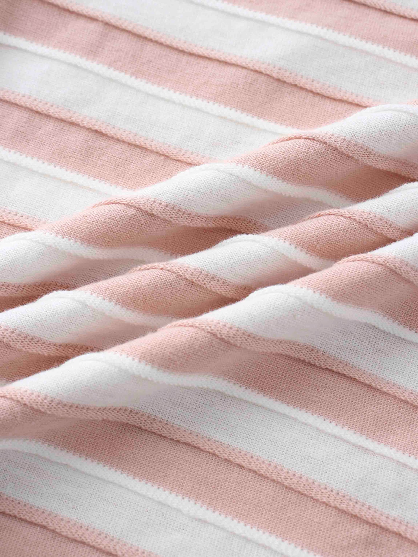 Striped Textured Skirt Set- Short Sleeve