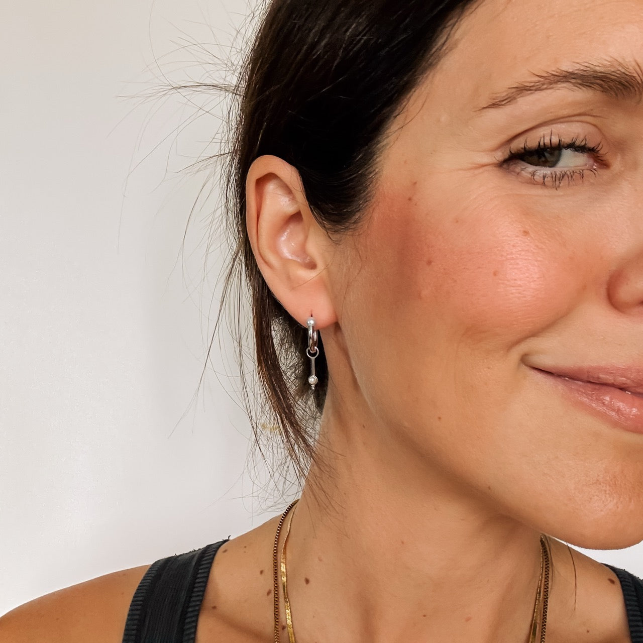 Mini Pearl Drop Huggie Hoop Charms