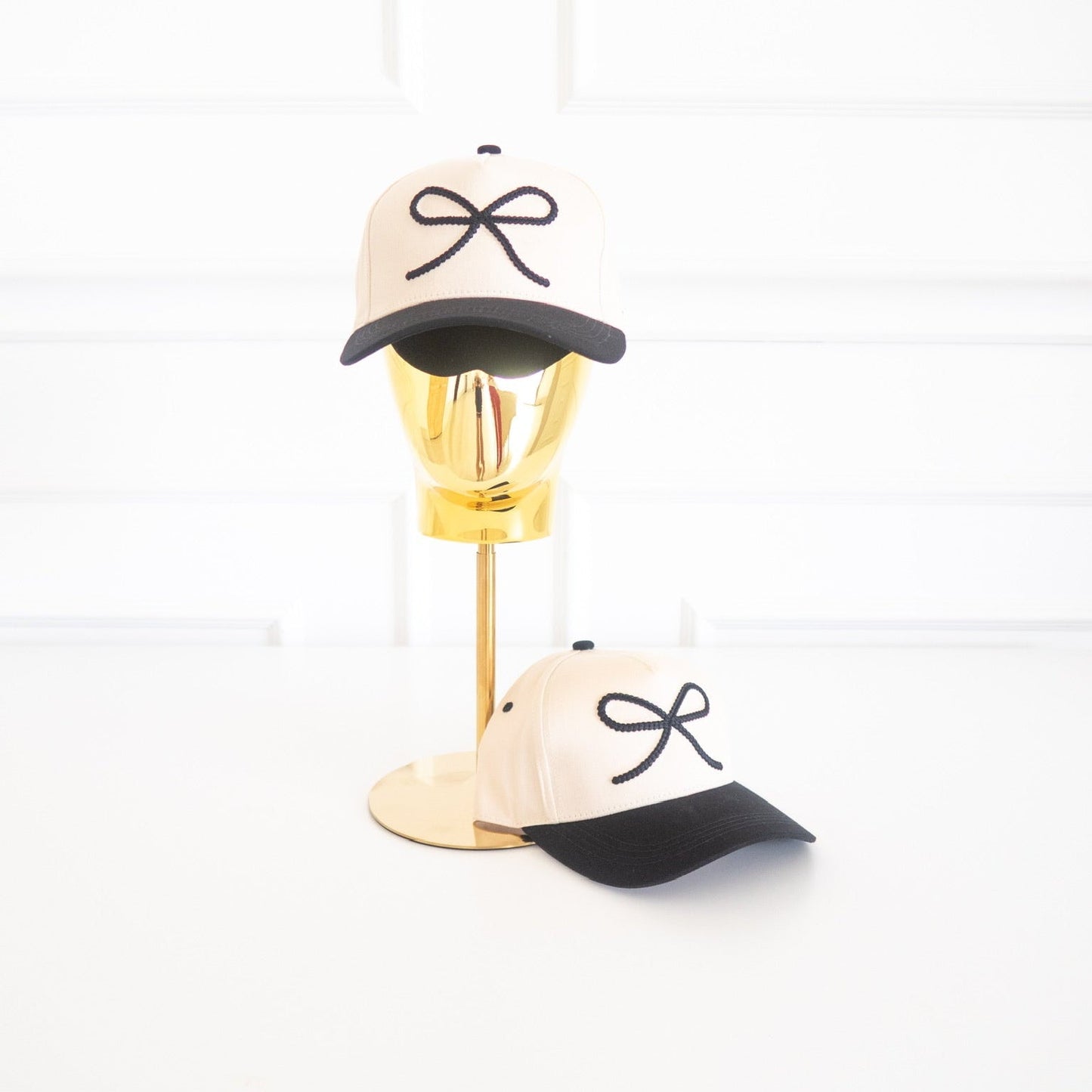 Black Cross Stitch Bow - Baseball Cap
