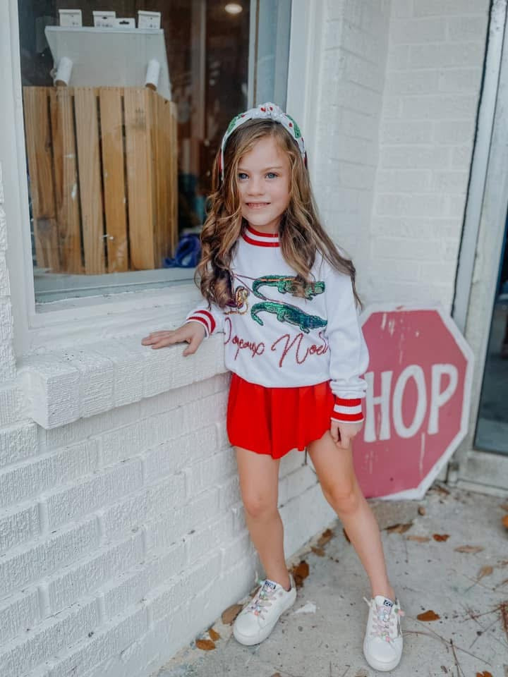 Joyeux Noel Louisiana Christmas Sweater – Kids Holiday Sequin Pullover