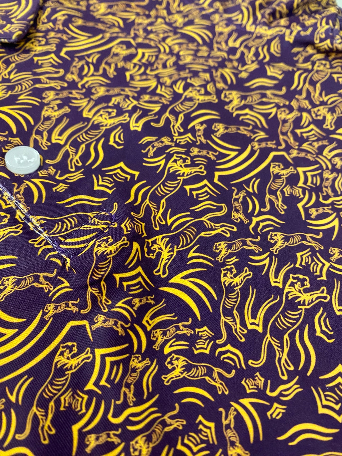 Purple & Gold Tiger Print Boys Dri-Fit Polo Shirt – LSU Game Day Outfit