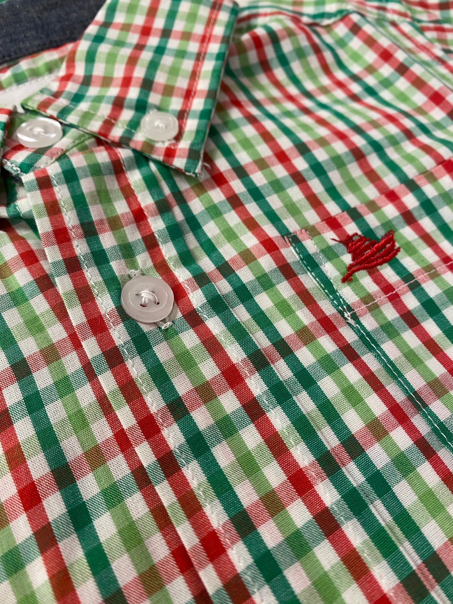 Boys Red & Jolly Green Plaid Shirt – Festive Holiday Button Down