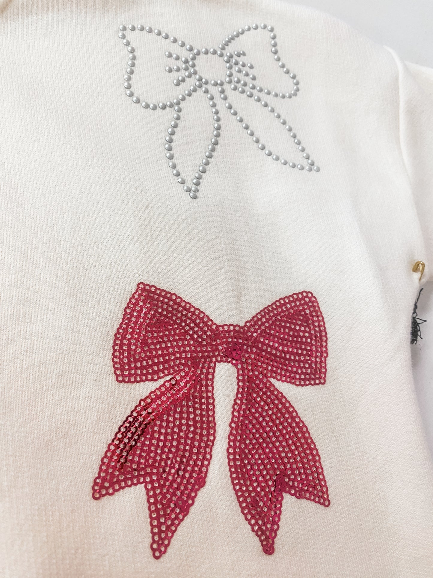Cream Sequin & Pearl Bows Sweatshirt – Tween Girl Boutique Holiday Fleece