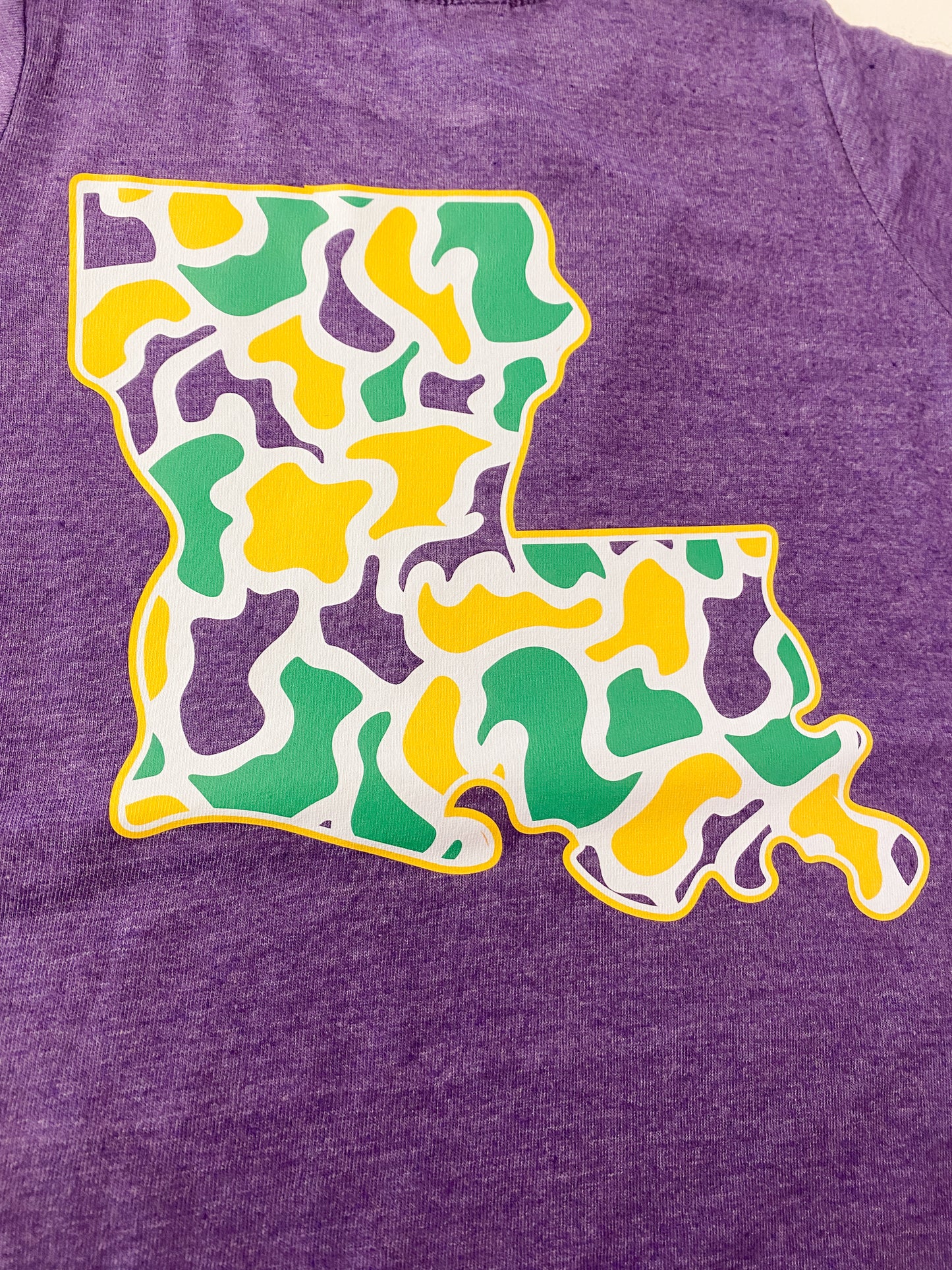Kids Louisiana Camo Mardi Gras T-Shirt