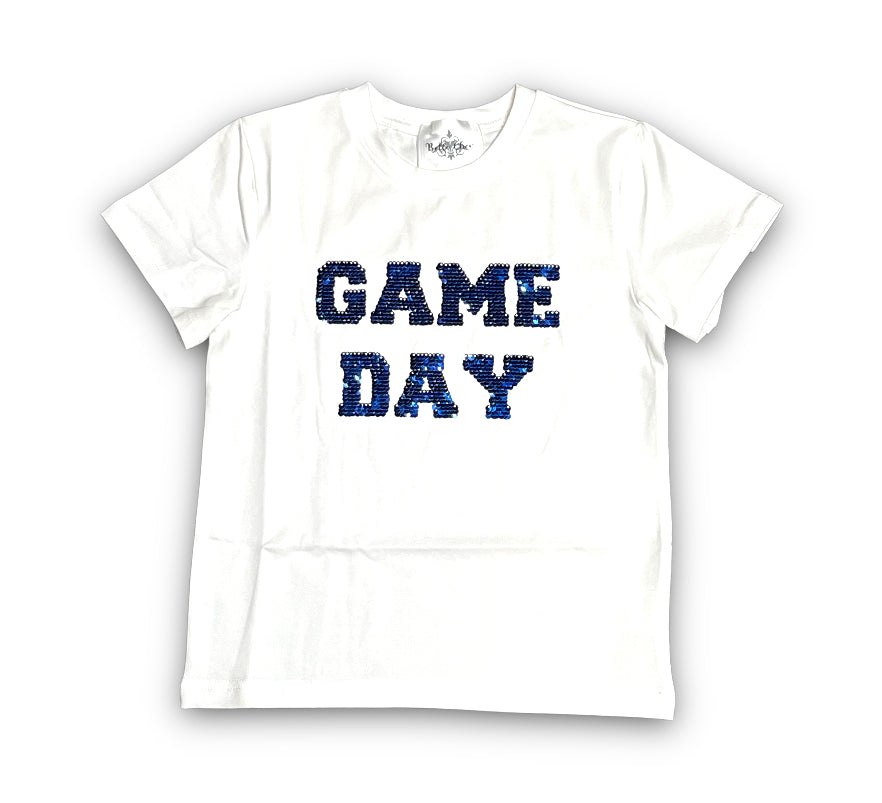 Royal Blue and White Flip Sequin Shirt Kids