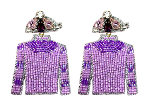 Derby Jersey Silk Earrings- Purple and Lavender