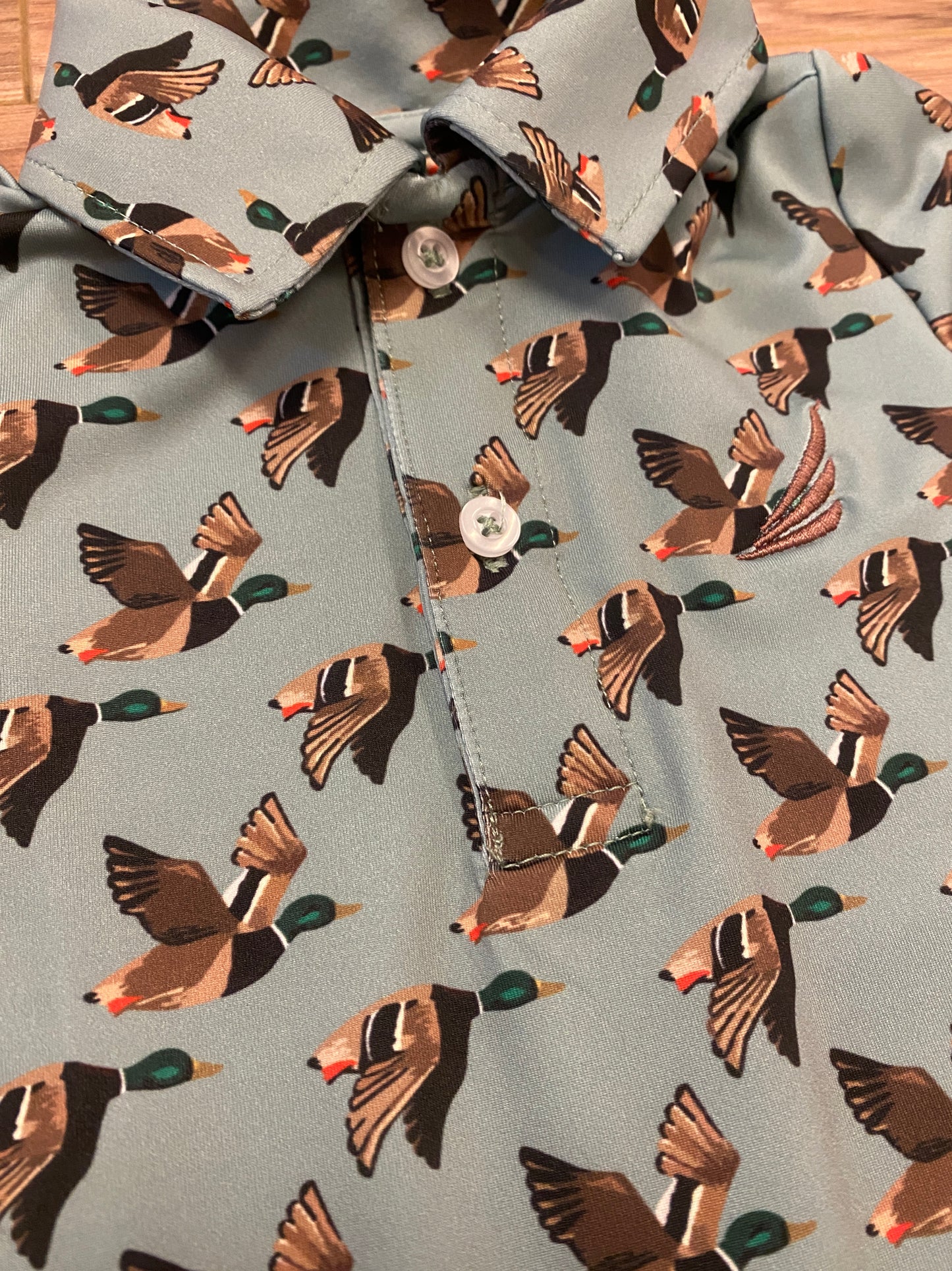 Performance Duck Print Polo – Boys Long Sleeve Shirt