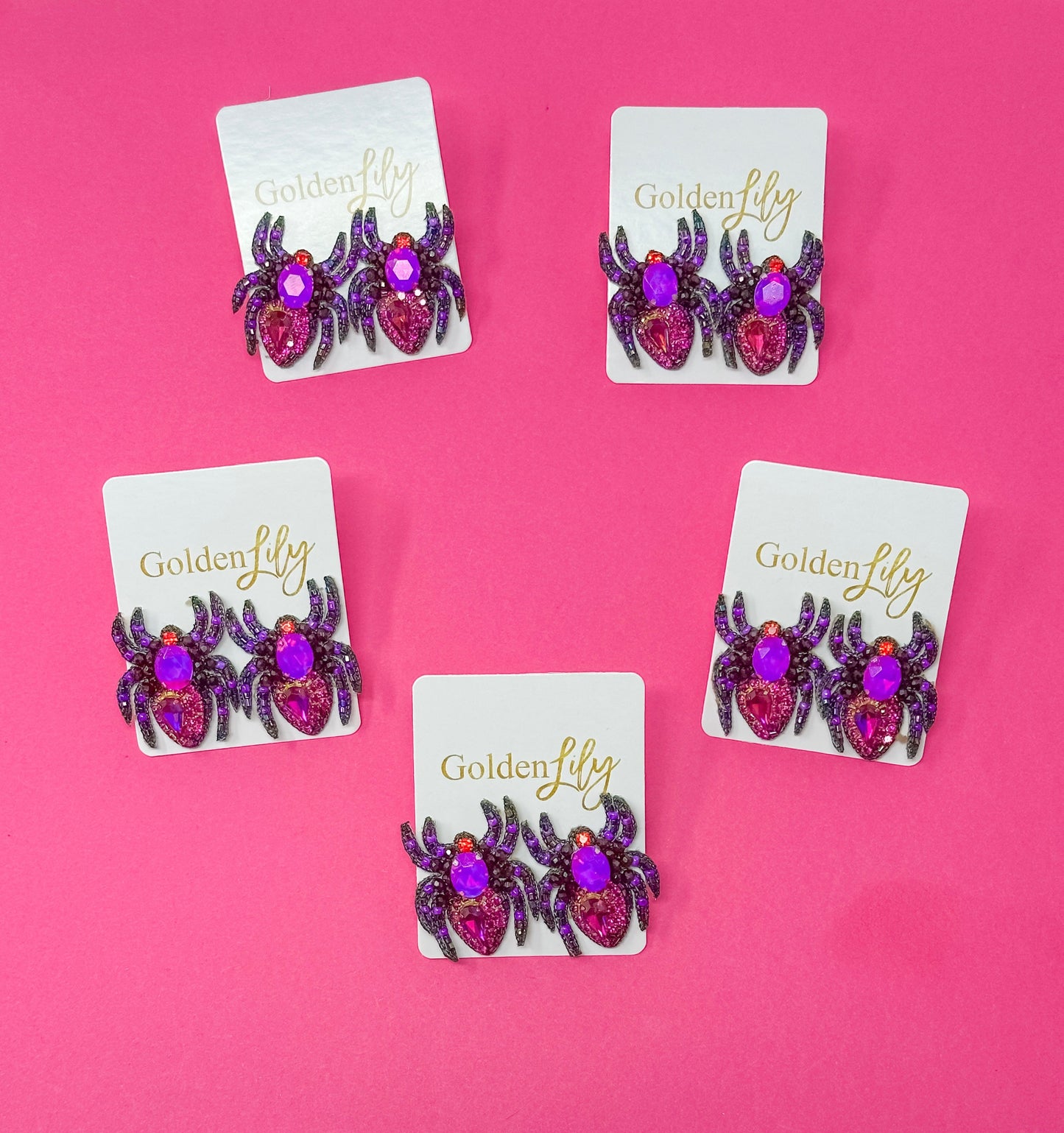 Halloween Rhinestone Spider Stud Earrings