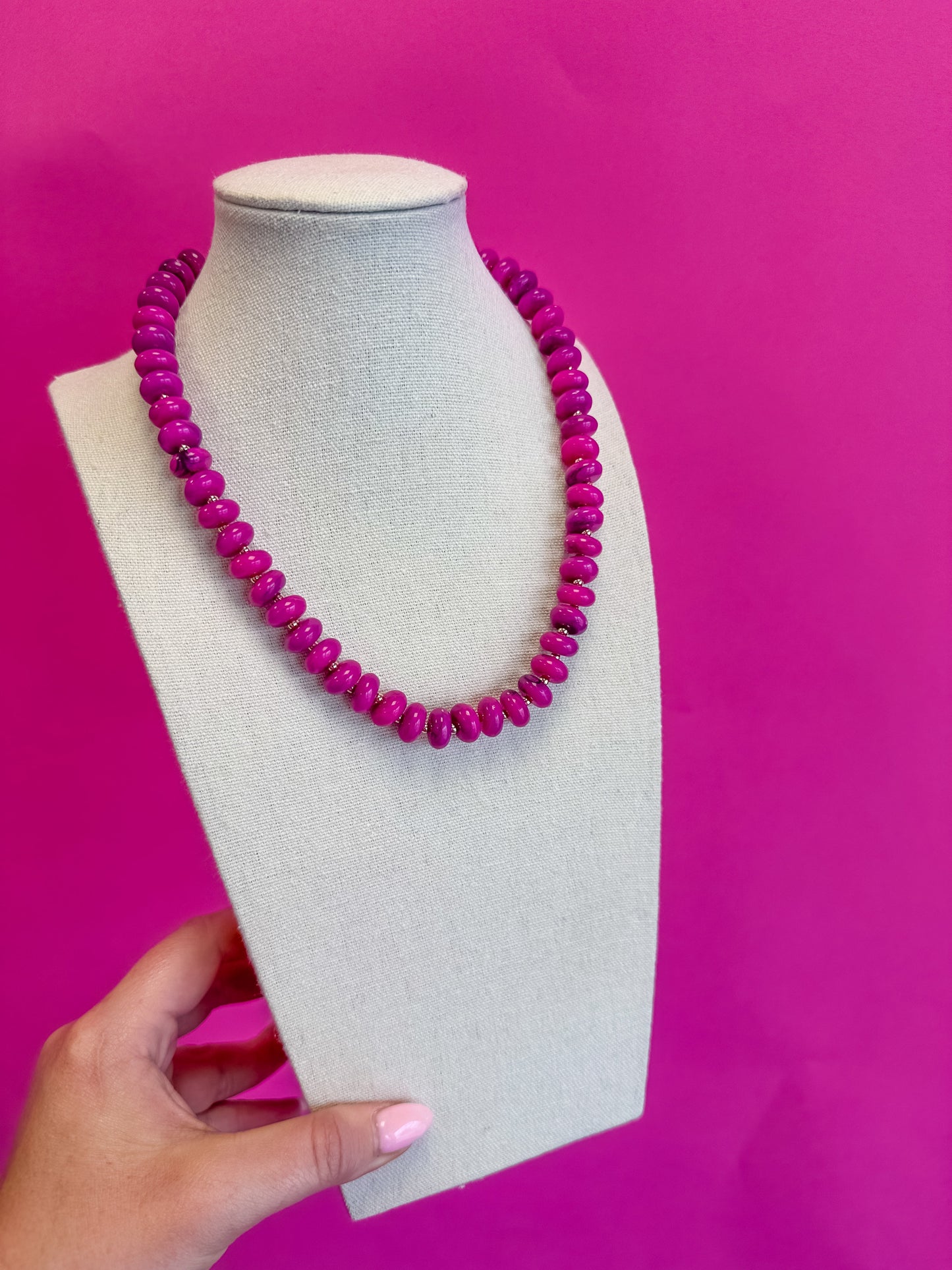Layering Bead Necklace - Pink