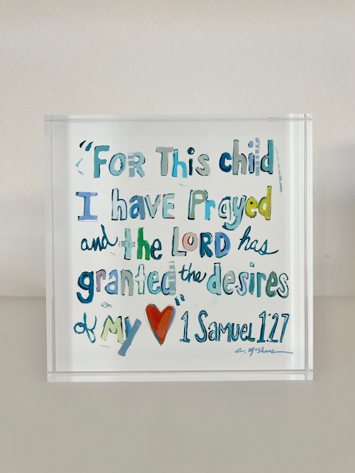 1 Samuel 1:27 Bible Verse Acrylic Tabletop Art