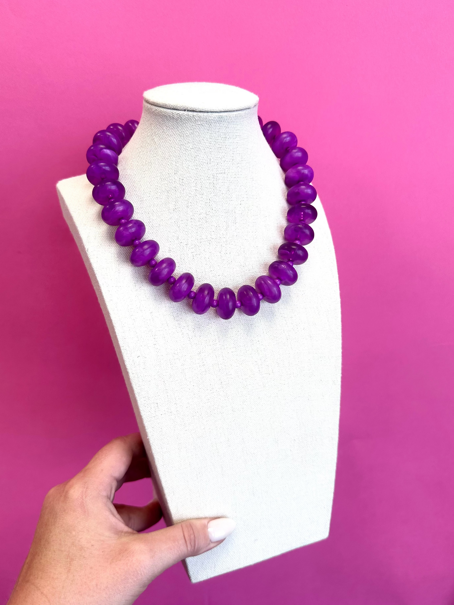 Circle Bauble Ball Necklace - Purple