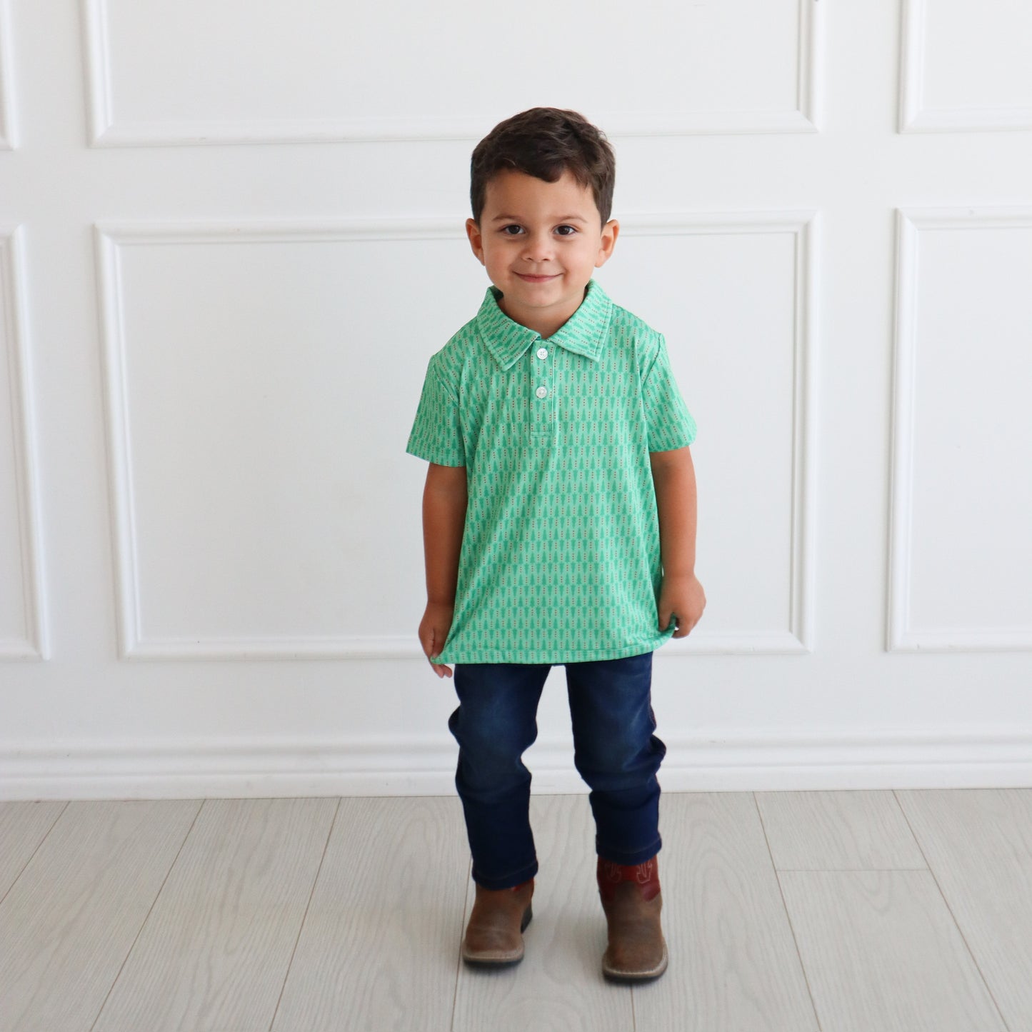 Boys Christmas Tree Polo – Holiday Performance Shirt