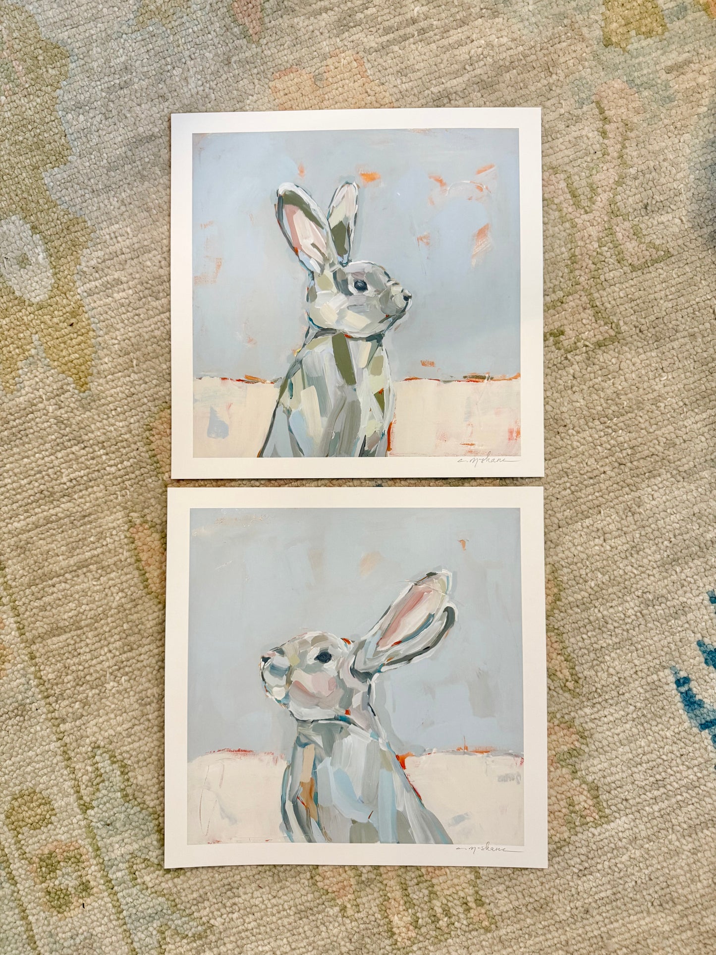 "Bunny Love" 8X8s hand signed paper prints (set of 2)