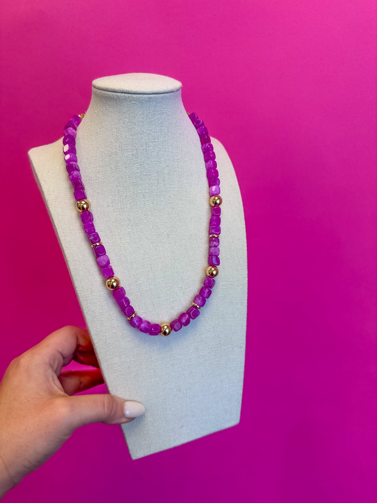 Small Bead Necklace - Purple