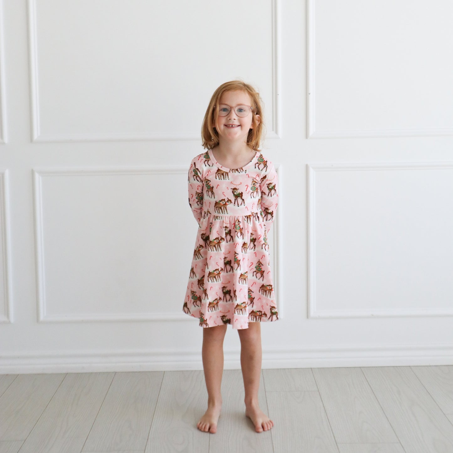 Vintage Reindeer Christmas Twirl Dress