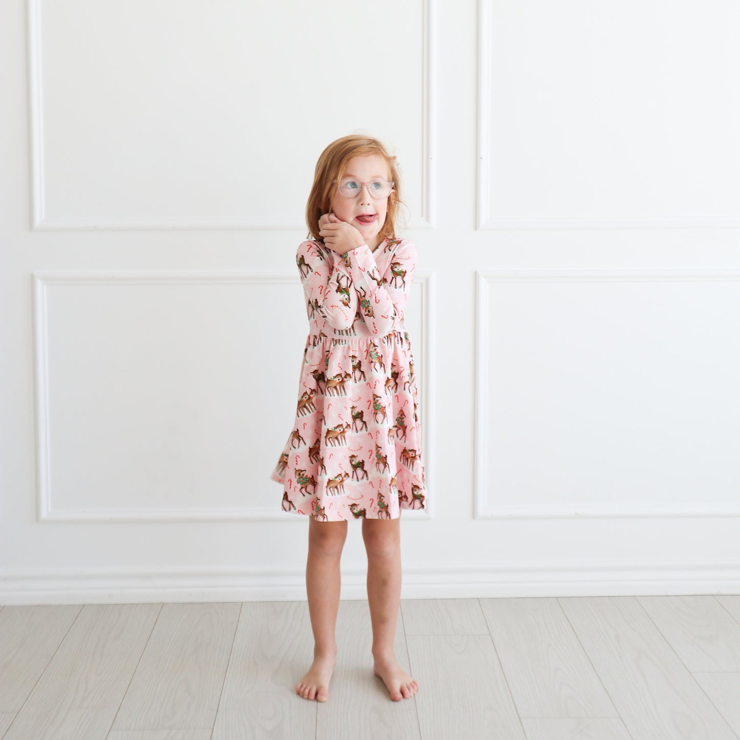 Vintage Reindeer Christmas Twirl Dress